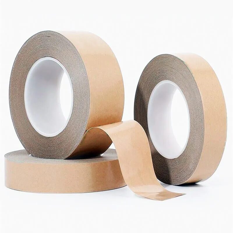 Three rolls of brown adhesive tape.