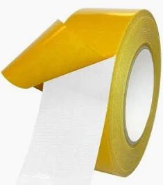 Yellow adhesive tape roll, white tape visible.