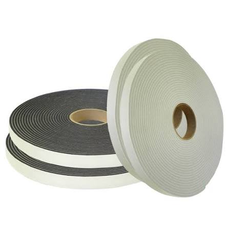 Rolls of adhesive foam tape, black and white.