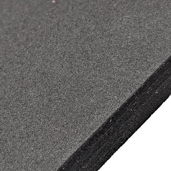 Close-up of black foam sheet corner.