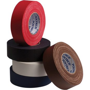 Colored adhesive tape rolls stacked and arranged.