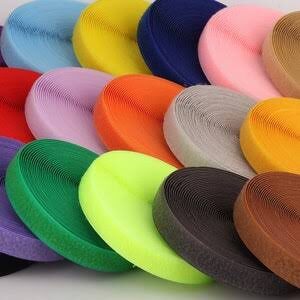Colorful rolls of hook and loop tape.