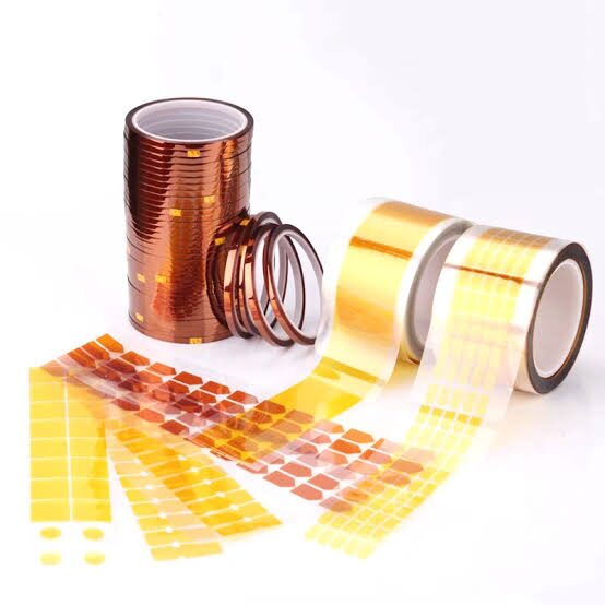 Assorted rolls of adhesive tape and stickers.