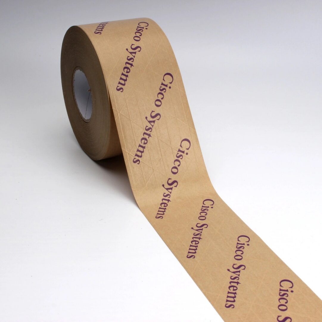 Brown roll with "Cisco Systems" printed repeatedly.