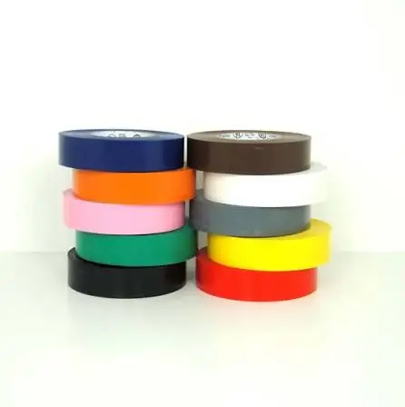 Stack of colorful polyester masking tape on a white background