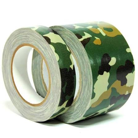 Camouflage-patterned duct tape rolls.